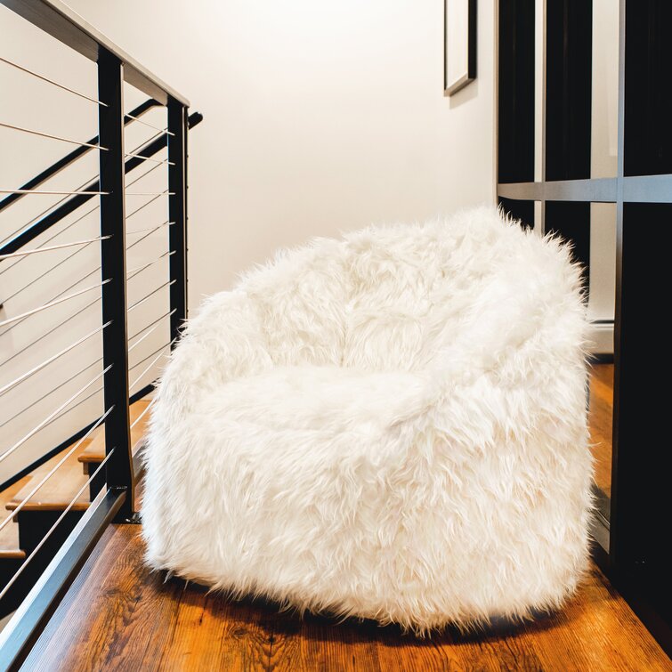 Fuzzy white deals bean bag chair